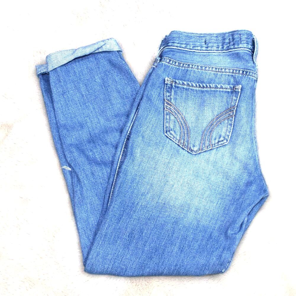Hollister Destroyed Low Rise Ankle Cropped Boyfriend Jeans Size 1 R